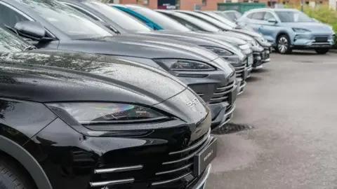 Getty Images A row of black Byd cars