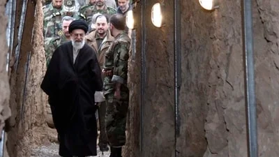File photo of Iran's Supreme Leader Ayatollah Khamenei visiting military manoeuvres by the army, in the southwestern province of Khouzestan, Iran (AP)